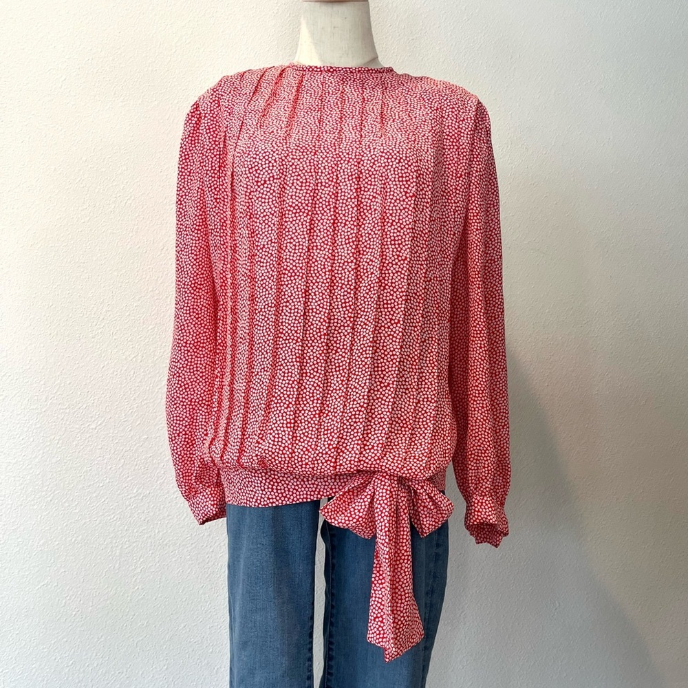 Vintage Red & White Polka Dot Drop Waist Blouse